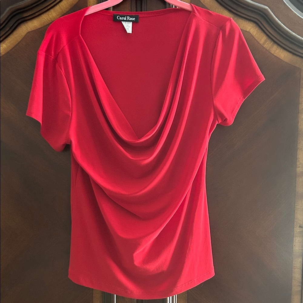 Carol Rose Scarlet Drape Short Sleeve Top